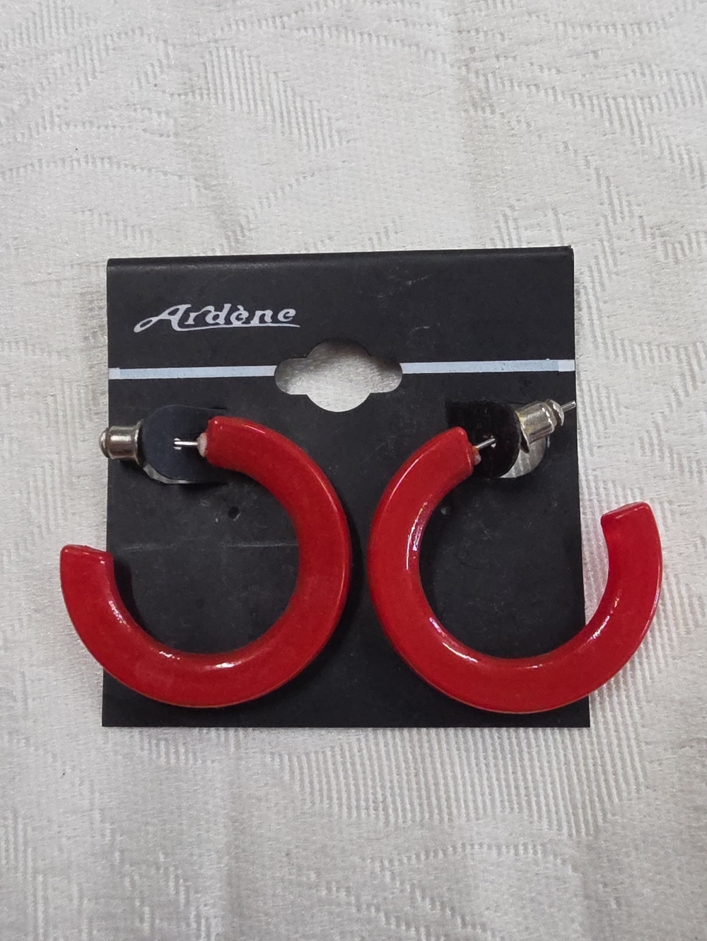 NWT Ardène Red C-Shape Earrings